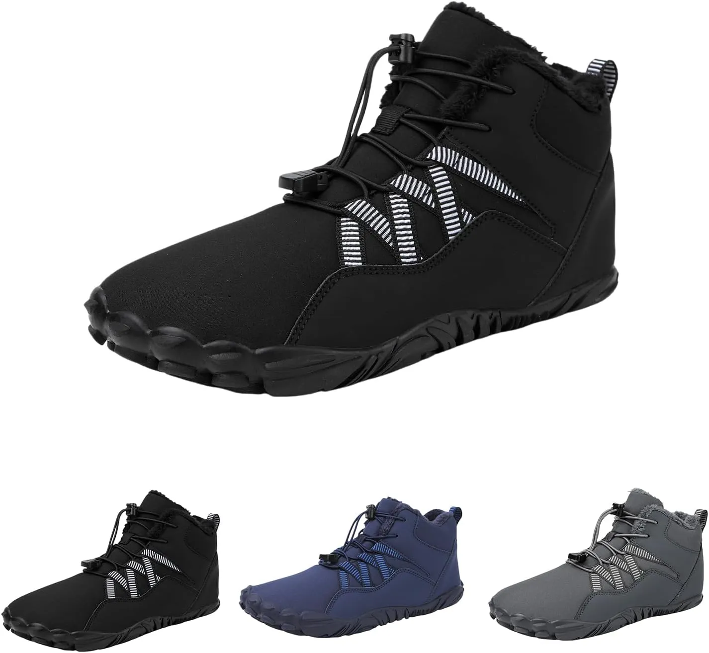 ZWRXW Winter Barefoot Shoes Women Men Hike Shoes Footwear Slip On Warm Zero Drop Snow Boot Minimalist Waterproof Shoe Wide Toe Barefoot Hiking Shoe Wide Toe Box Ankle Boots