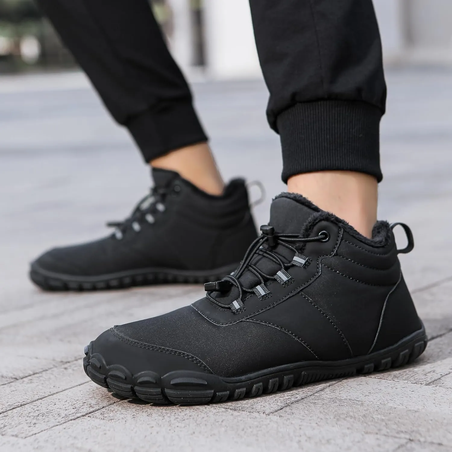 ZWRXW Winter Barefoot Shoes Women Men Hike Shoes Footwear Slip On Warm Zero Drop Snow Boot Minimalist Waterproof Shoe Wide Toe Barefoot Hiking Shoe Wide Toe Box Ankle Boots