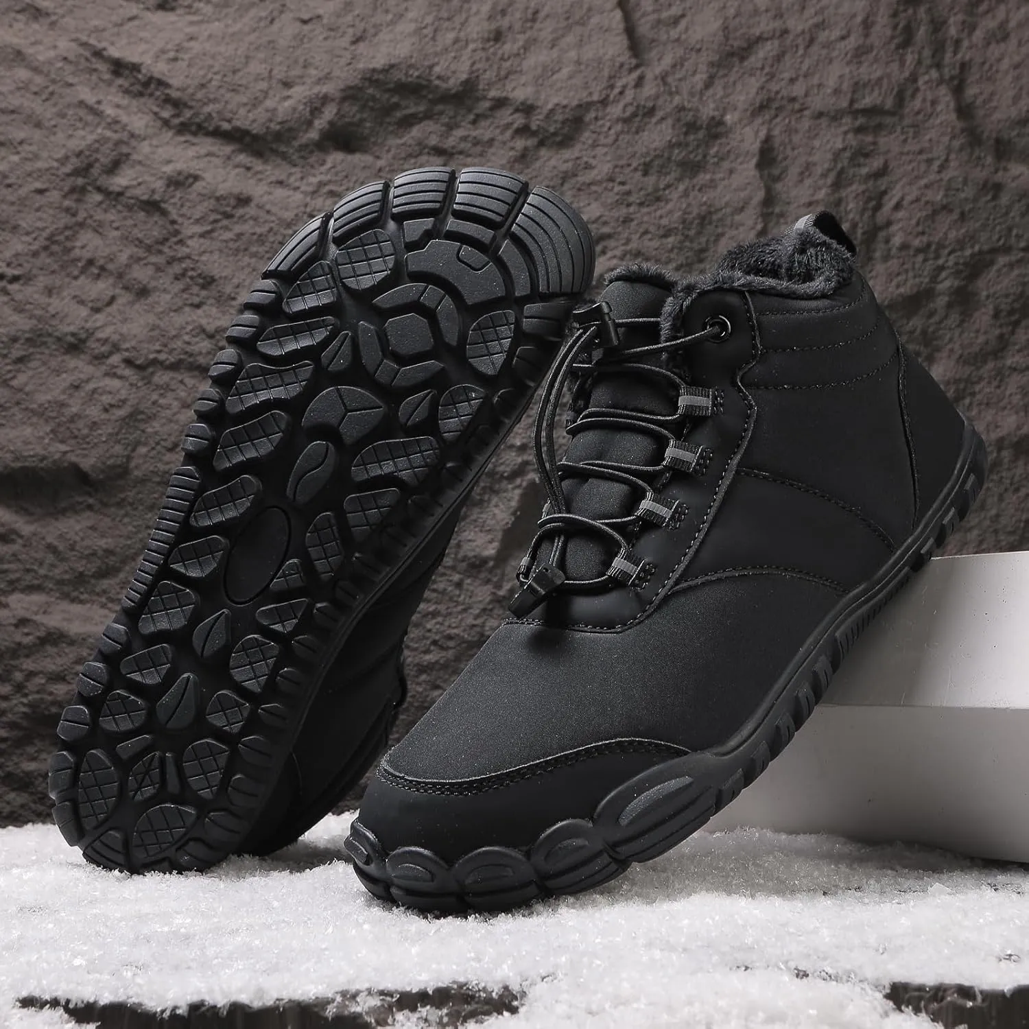 ZWRXW Winter Barefoot Shoes Women Men Hike Shoes Footwear Slip On Warm Zero Drop Snow Boot Minimalist Waterproof Shoe Wide Toe Barefoot Hiking Shoe Wide Toe Box Ankle Boots